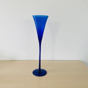 blue vintage vase made of smoked glass, mouth-blown