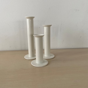Set of 3 candlesticks - Ikea - Postmodern Memphis style made of metal - 80s - white -