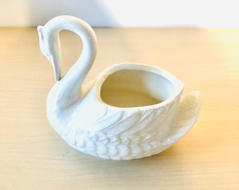 Vintage swan ceramic planter