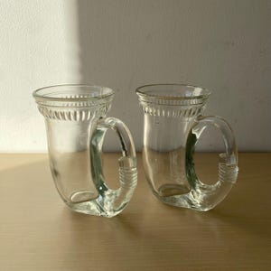 WMF, mega great WMF Vintage 2 glasses for tea, mulled wine made of pressed glass, 60s, beer glass