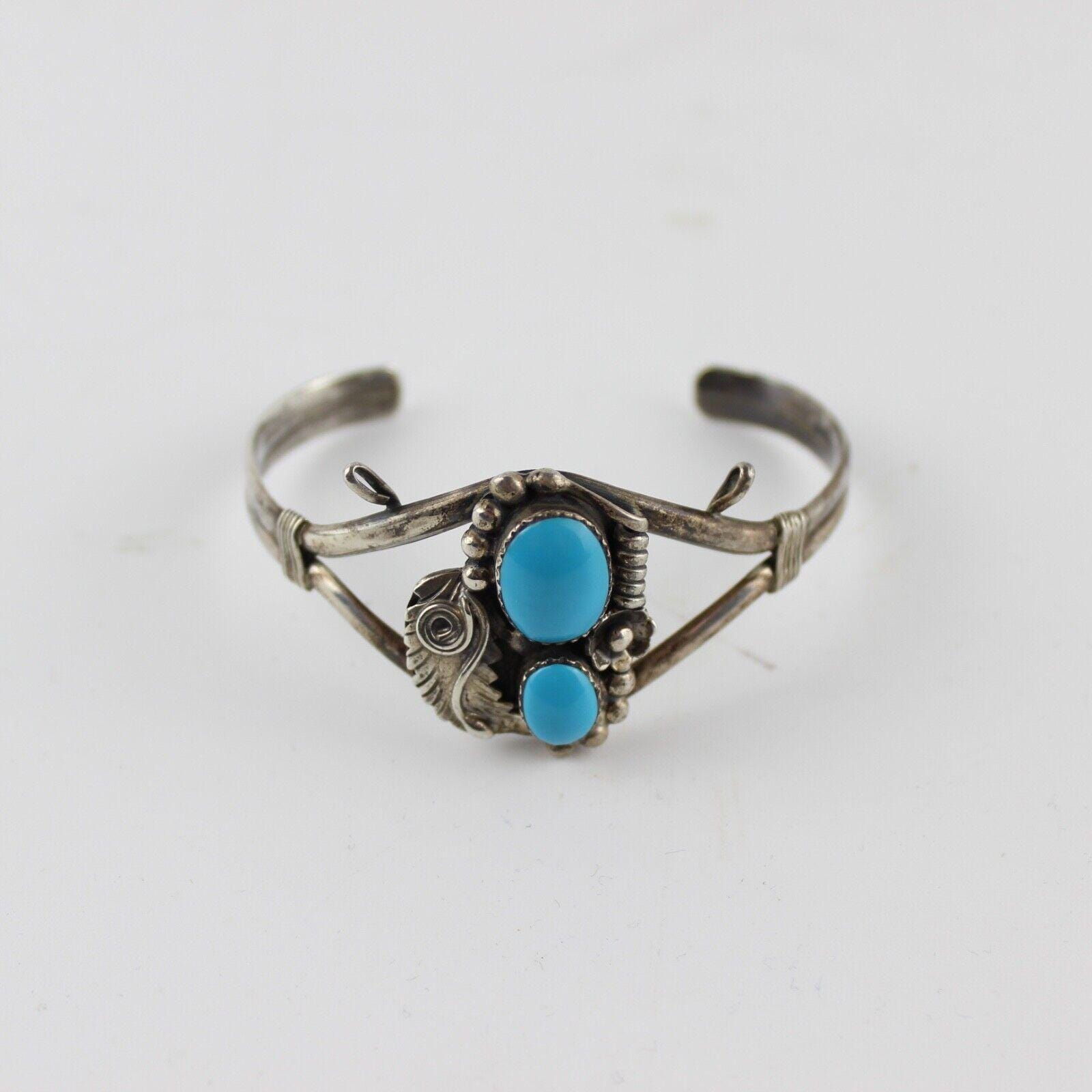 925 Silver Bangle With Blue Turquoise Stones, Navajo Style - Etsy UK