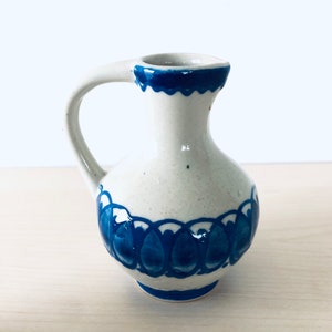 small beautiful jug vase beige, hand-painted, ceramic vase, ceramic jug, vintage