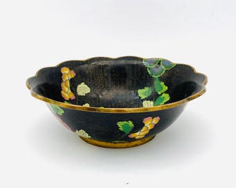 antique Japanese 'cloisonné' bowl, black
