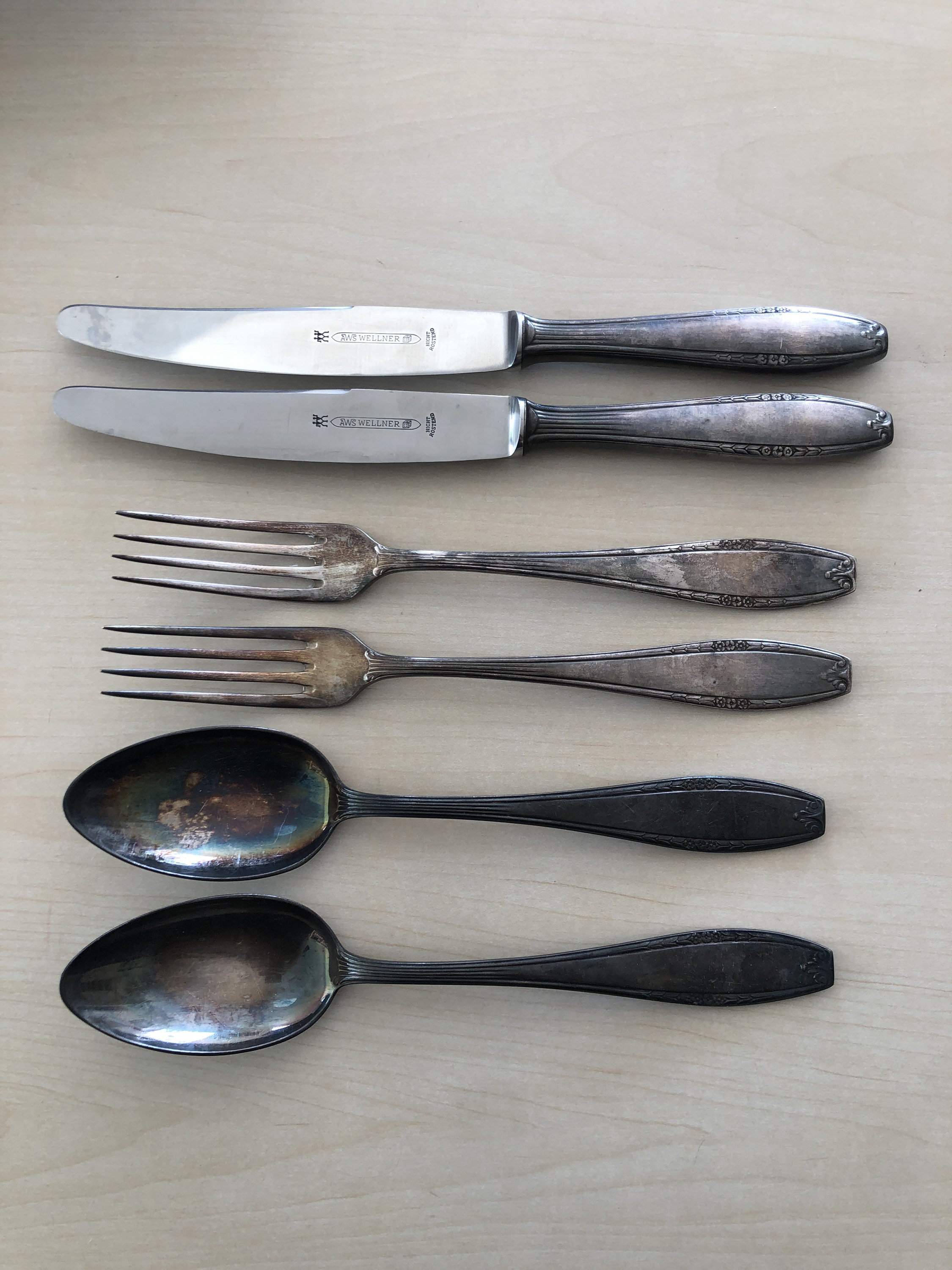 AWS Wellner Twin Cutlery for Two People Fork Knife and Spoon