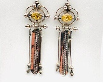 Elegante Design-Ohrringe aus 925 Silber mit Citrin