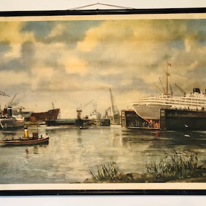 Mappa della scuola, Amburgo, porto, cantiere navale Blohm e Voss, anni '50