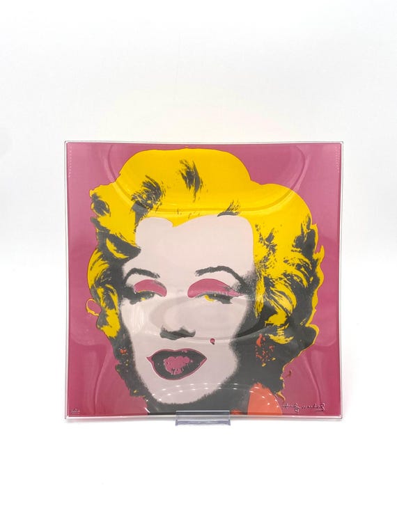 Glass Plate Marilyn Monroe by Andy Warhol, Rosenthal Studio Red