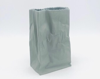 Mid-Century Paper Bag Vase, designed by Tapio Wirkkala, Finland, for Rosenthal, 1970s; grey paper bag vase