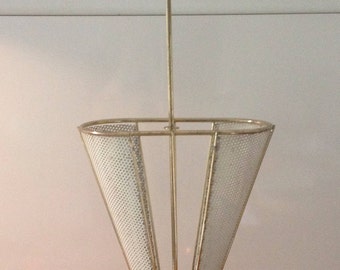 Vintage umbrella stand, 50 brass umbrella stand, gold white hole pattern, Mid Century home decor