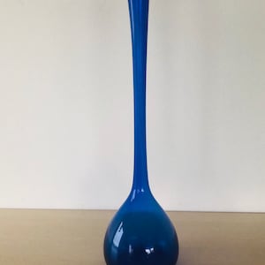 blue vintage glass vase, very large, 1960s