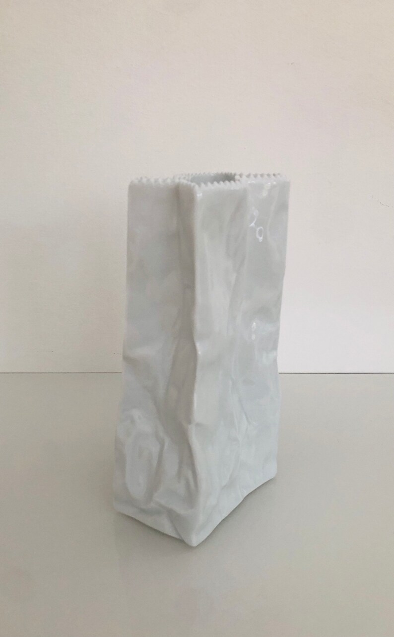 ROSENTHAL Glossy White Porcelain Paper Bag Vase by Tapio Etsy