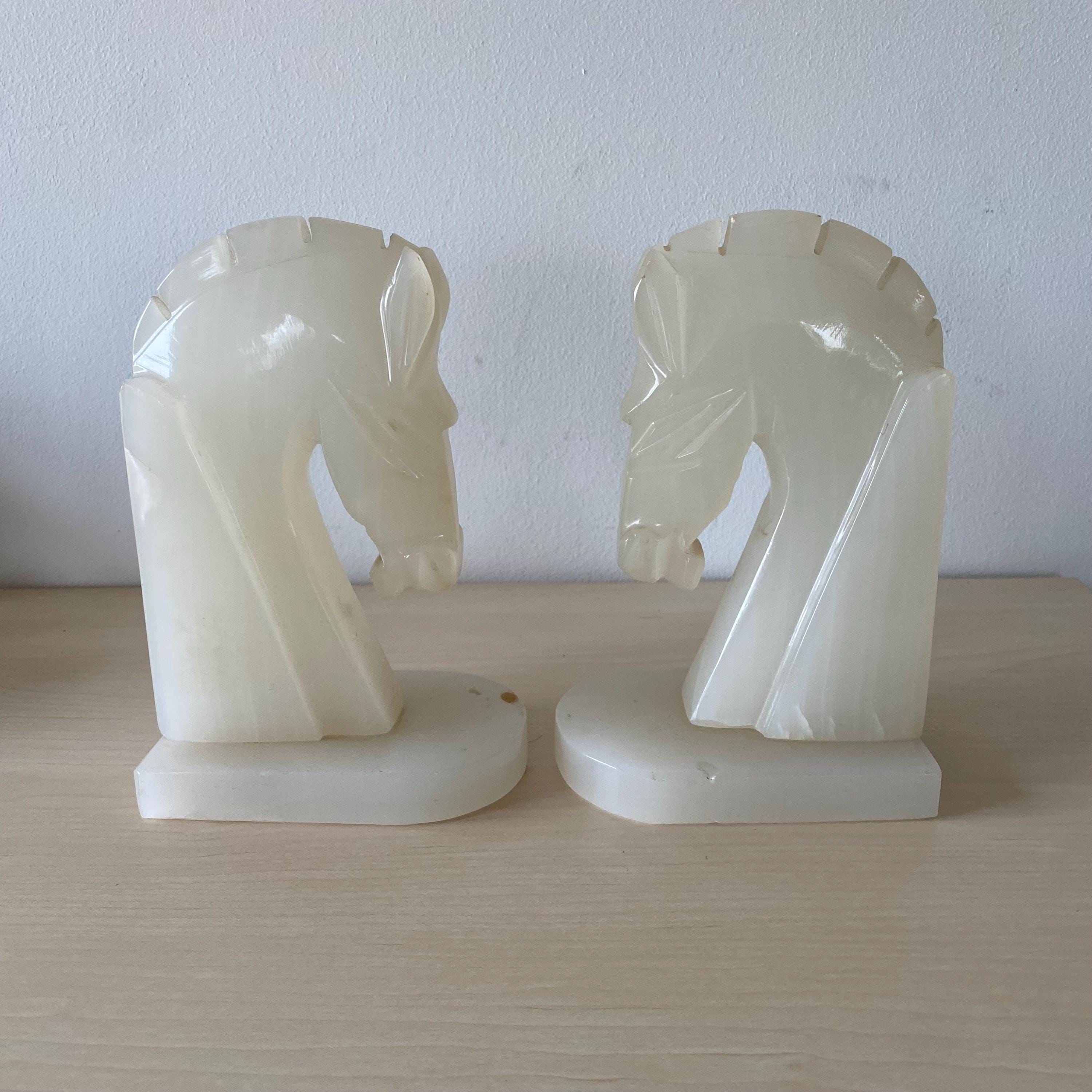オニキス大理石の馬頭ブックエンド - Etsy 日本