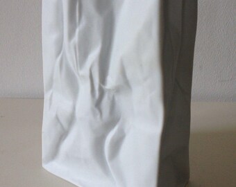 Paper bag vase biscuit white unglazed porcelain Tapio Wirkkala Rosenthal Germany