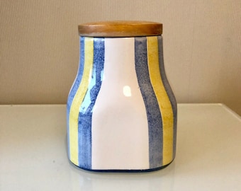 Hedwig Bollhagen, biscuit tin, storage box blue, white and yellow