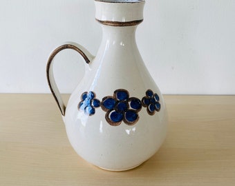 Ceramic vase in beige with pretty floral painting
