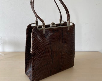 Areitio Vintage Python Leather Handbag Snakeskin with Wallet