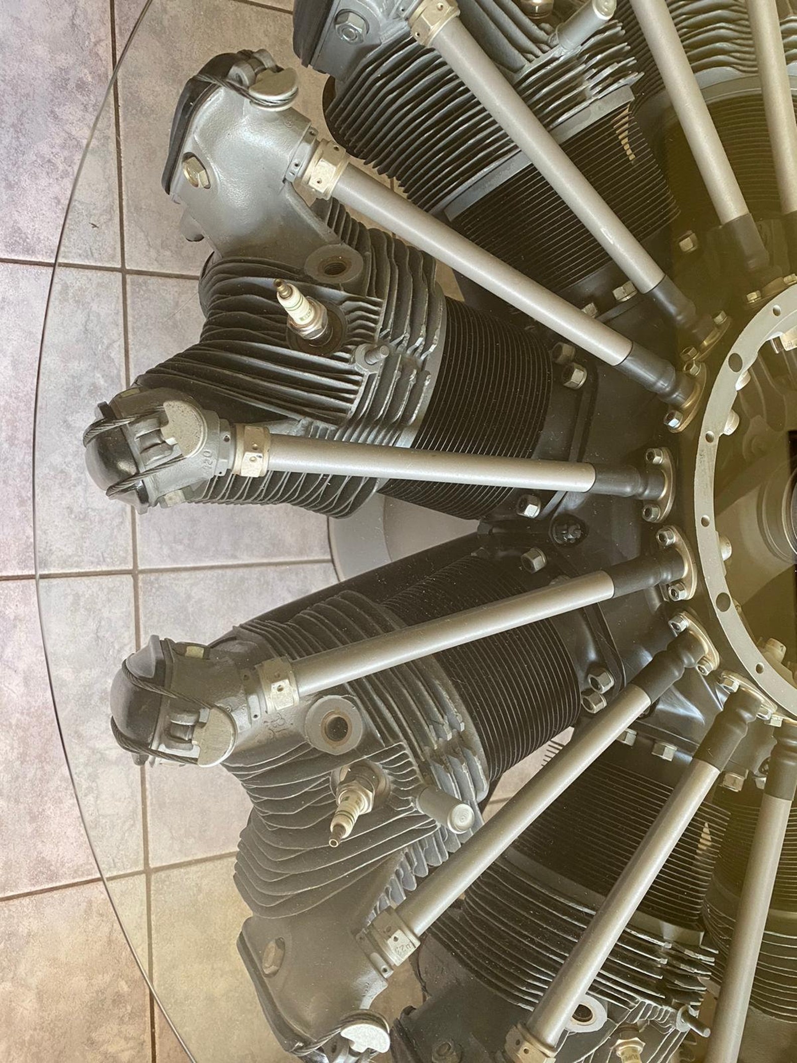 M14p Engine Radial Engine Table With Glass Top, Original Russian AL 14 Engine, M-14 ...