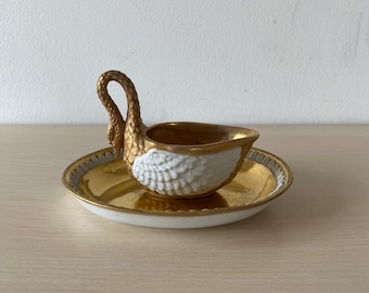 Empire Swan Cup and Saucer, Sevres, France, 1st Empire, 1804-1814