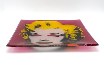 Glass Plate Marilyn Monroe by Andy Warhol, Rosenthal Studio Red