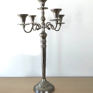 Large silver-colored, five-armed candlestick, 1980s