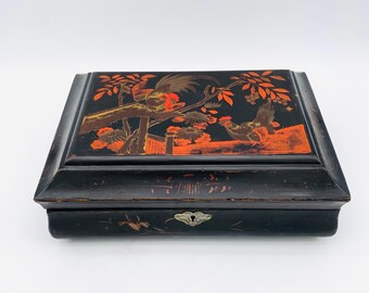Antique Japanese wooden jewelry box