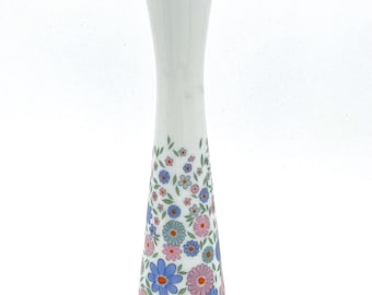 Vintage vase "Franziska" AKaiser porcelain, white with floral decoration in pink, light blue and mint