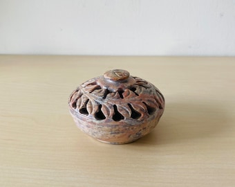 small lidded box made of natural stone, lidded box, pink granite, handmade