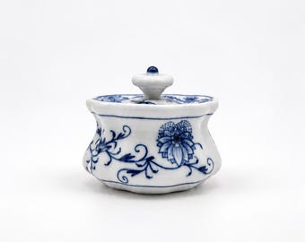 Kałamarz miśnieński z pokrywką – wzór cebulowy – małe pudełko porcelanowe – lata 80. XX w.