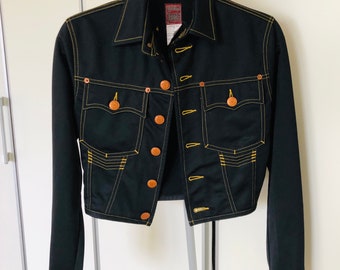 Vintage jeans jacket by Jean Paul Gaultier with copper buttons and rivets, size 36 (S)