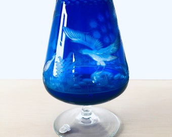 Large Roman Cognac swivel blue ground GDR overhang glass