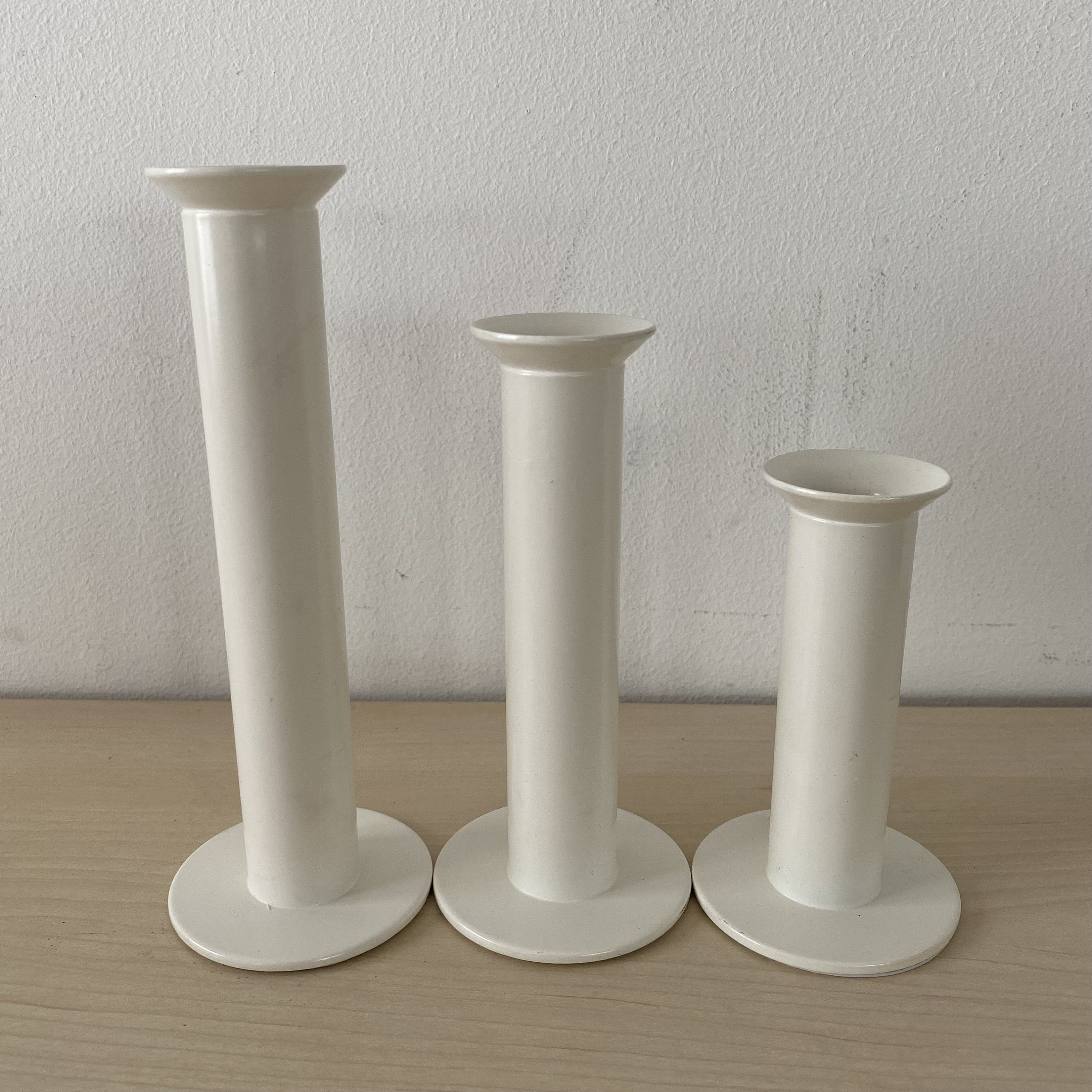 3 er Set Kerzenständer - Ikea - Postmoderner Memphis Style aus Metall - 80er -weiß-