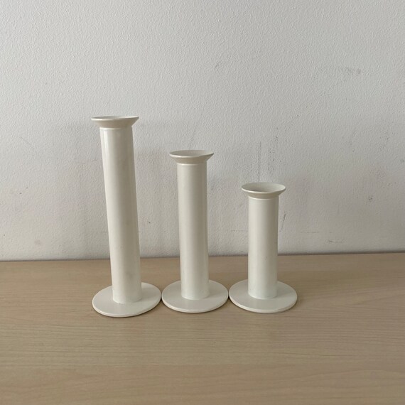 3 er Set Kerzenständer - Ikea - Postmoderner Memphis Style aus Metall - 80er -weiß-