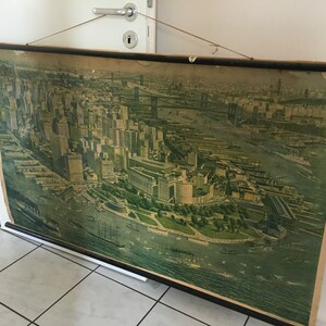 New York, Raro Vintage Wall Chart School Chart Scholol Wall Chart York Manhattan intorno al 1930