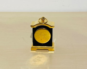 Meister Anker Miniature Clock With Ring Eyelet, Blue-mottled Metal