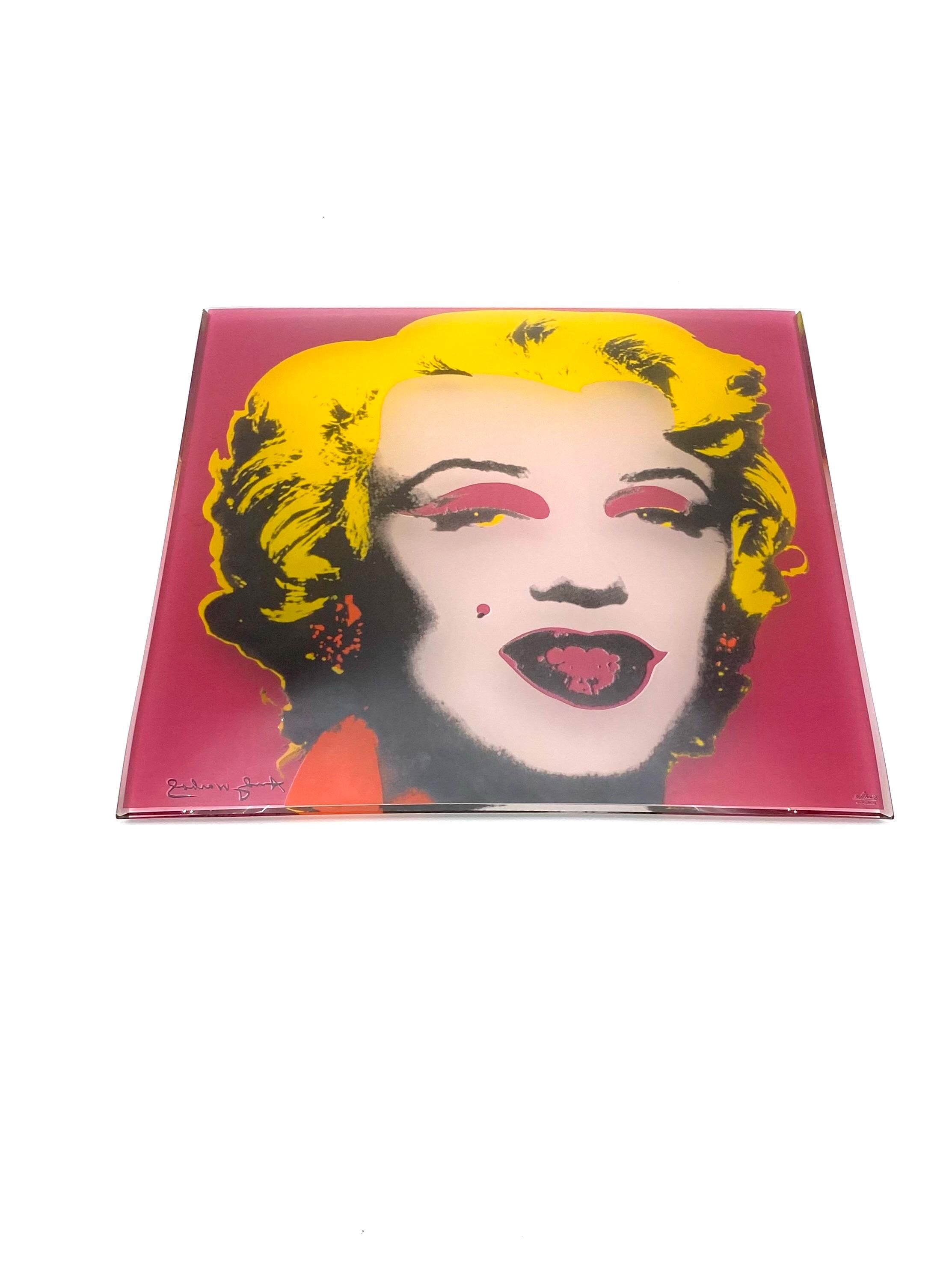 Glass Plate Marilyn Monroe by Andy Warhol, Rosenthal Studio Red
