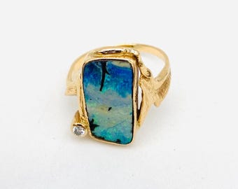 Vintage Toftegaard brilliant opal ring 585 14 carat yellow gold