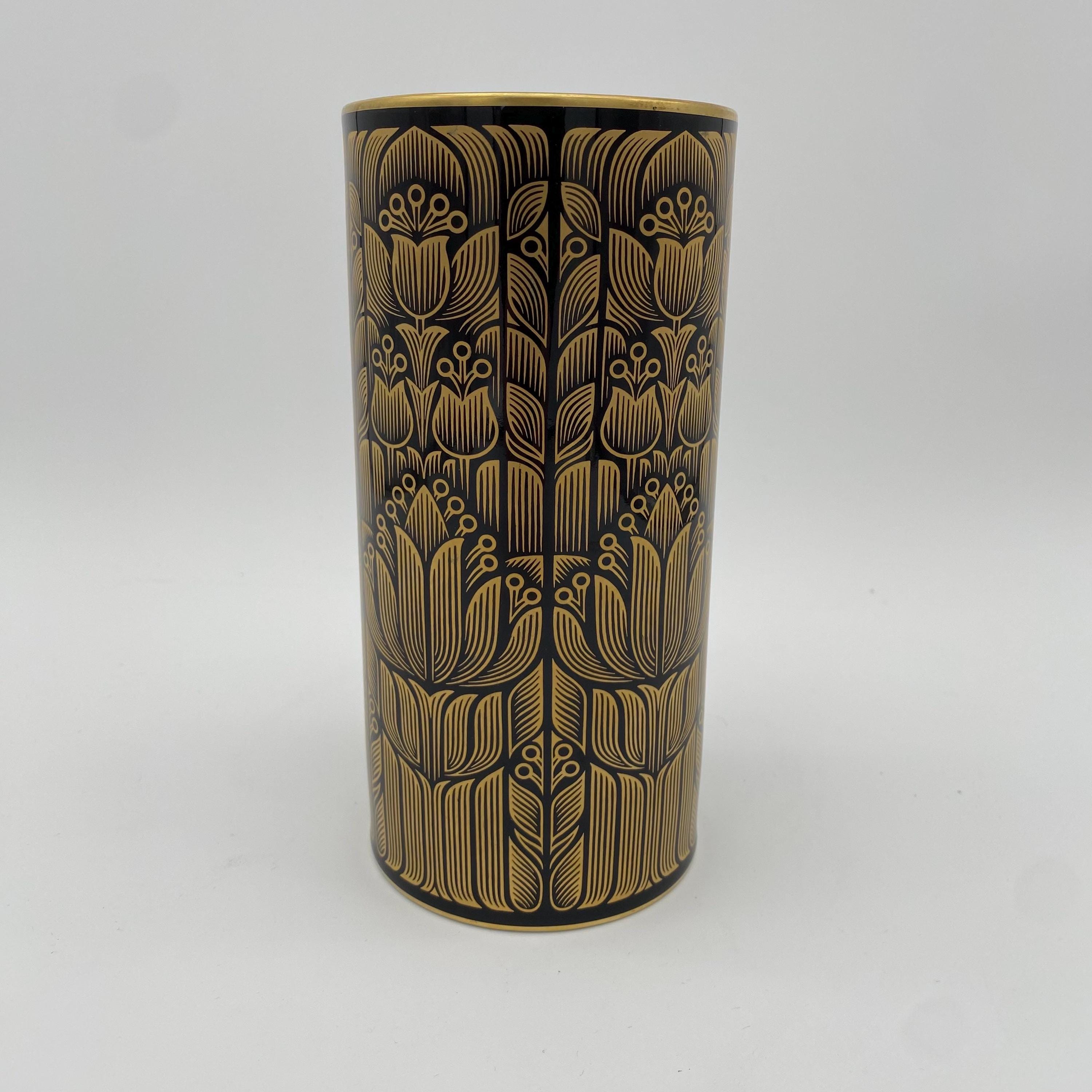Hutschenreuther Germany Vase Schwarz Gold