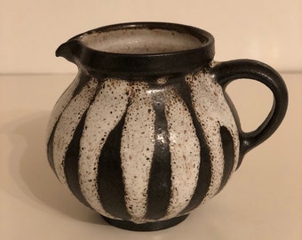 small enchanting ceramic jug, ceramic vase, ceramic pitcher, brown and white, hand-painted