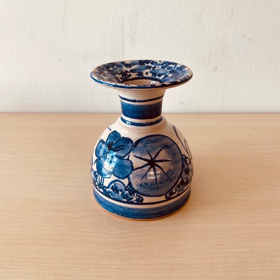 陶器の燭台、青色のヴィンテージ陶器の燭台 - Etsy 日本