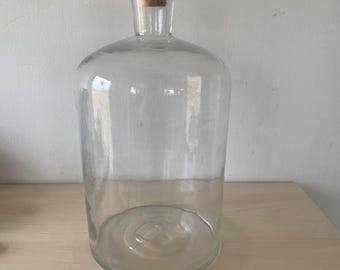 XXL; Vintage pharmacy bottle, glass pharmacy bottle, bottle for pharmacy, bottle with stopper, large bottle for the pharmacy