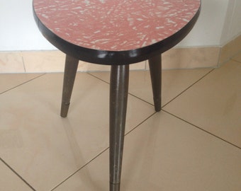 Small vintage flower stool side table stool kidney table bedside table table 60s pastel orange rockabilly