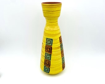 West German Pottery Vase: Dümler & Breiden Yellow Cone, Mid-Century Modern Decor