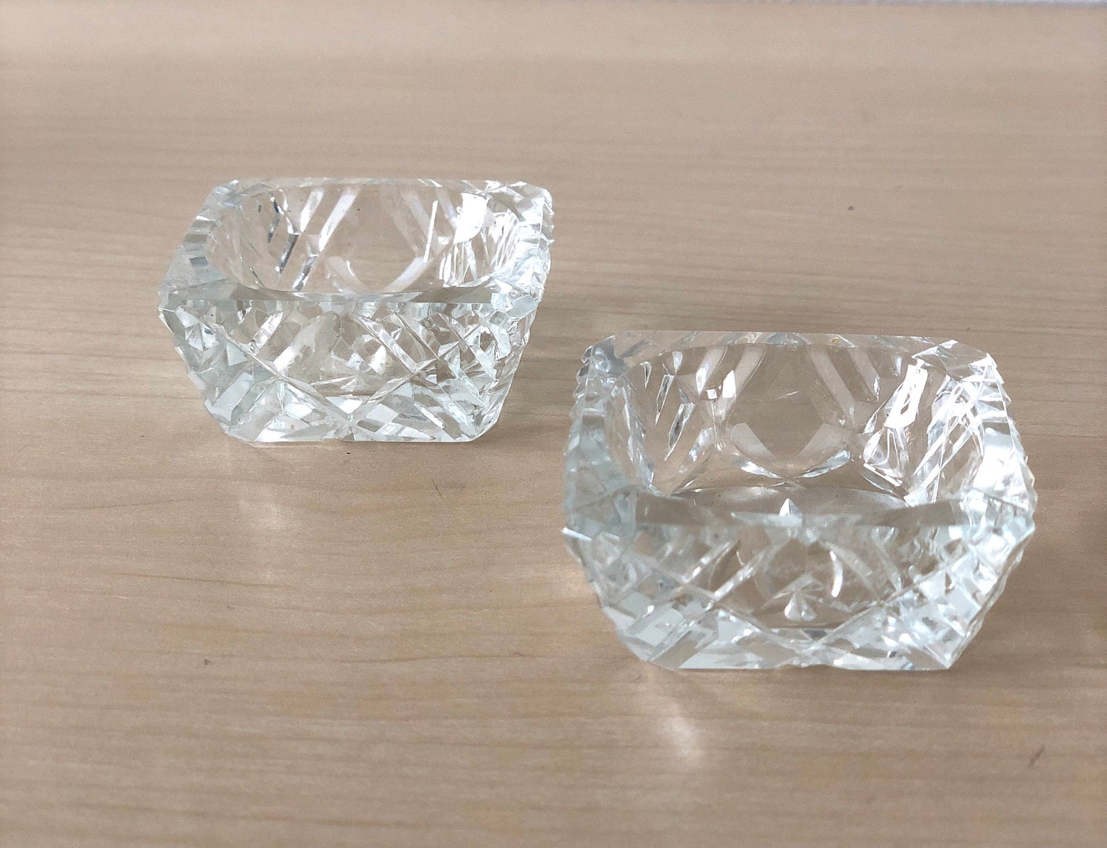Set of Two Crystal Bowls Salt and Pepper Real Crystal Etsy New Zealand