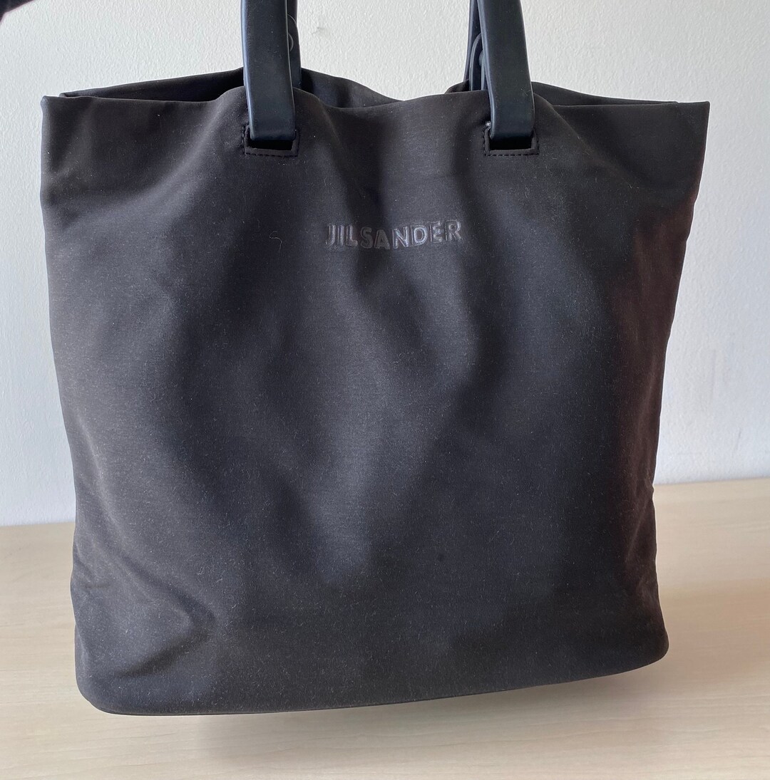 JIL SANDER NAVY バッグ Jil Sander, Nylon Bag With Leather Handles, Magnetic Closure - Etsy