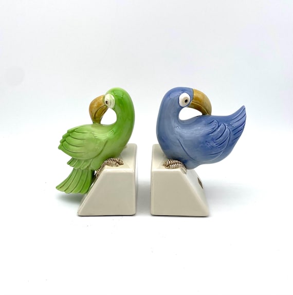 FITZ & FLOYD - 2 X Bookends - 1979 - Tropical Birds - FF Japan
