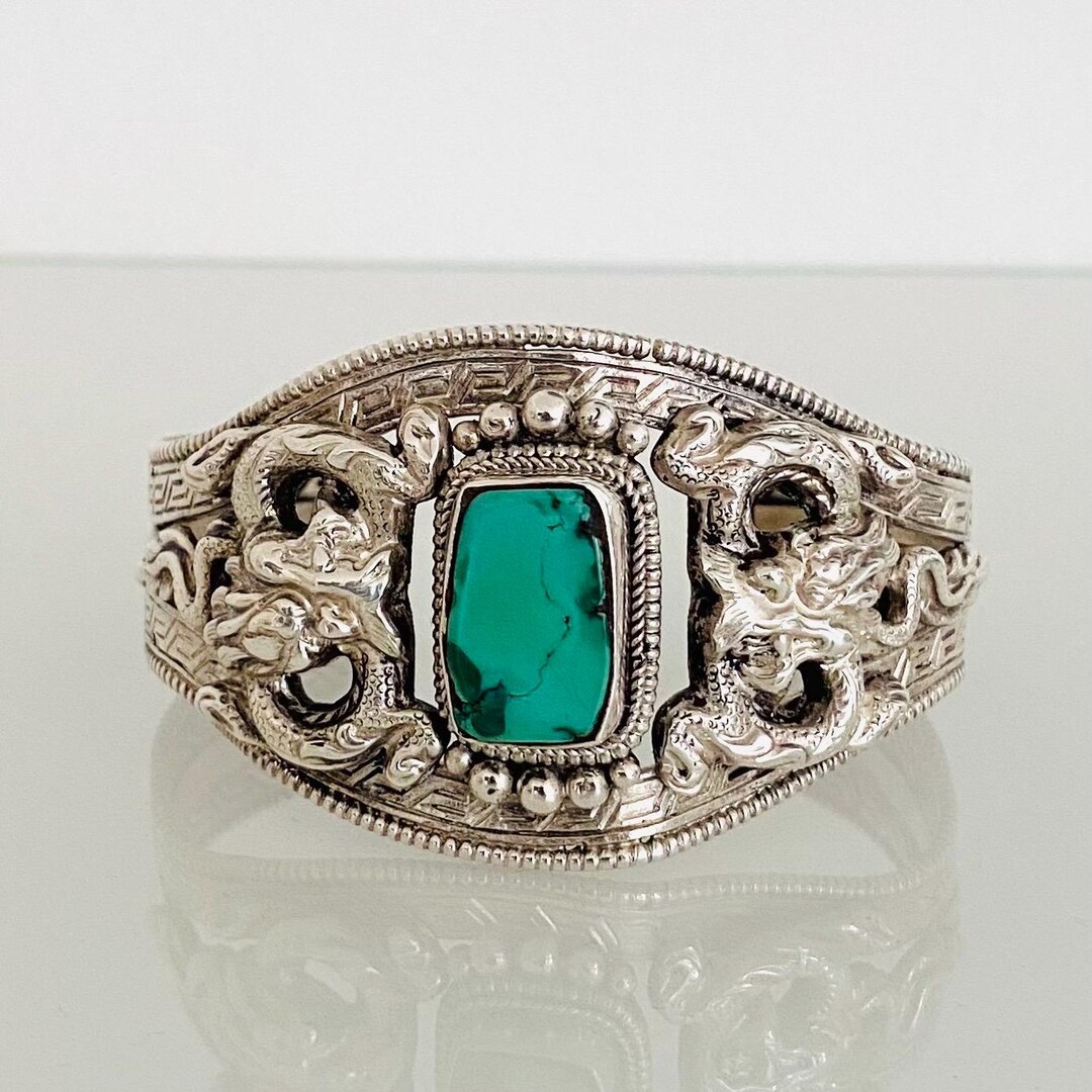Vintage Navajo Silver Bangle, Turquoise, Coral - Etsy