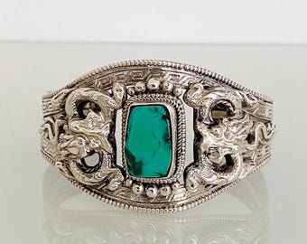 Vintage Navajo silver bangle, turquoise, coral