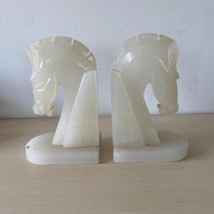 Onyx Marble Horse Head Bookends