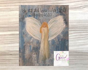 Digital Angel Art, Digital Art Download, Bible Verse, Christian Art, Gift for Her, Inspirational Art, Home Decor, Wall Art