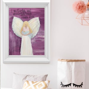 Digital Angel Art, Digital Nursery Art Download, Bible Verse, Christian Art, Gift for Her, Inspirational Art, Home Decor, Wall Art image 4